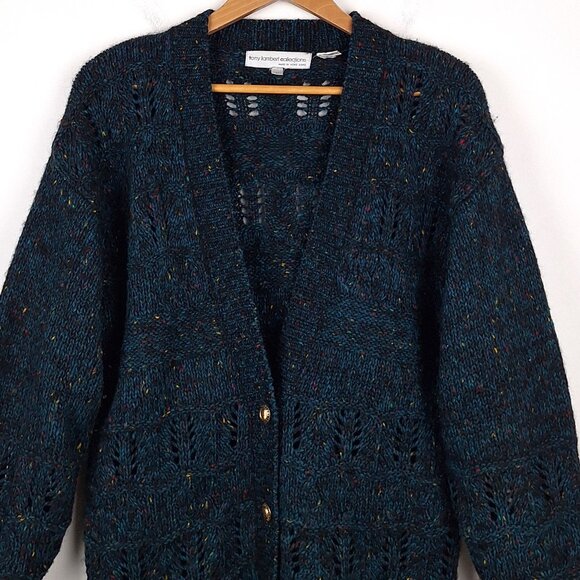 Vintage Mohair Tony Lambert Oversized Cardigan, Size L. Green Blue Color Specs - Picture 4 of 10